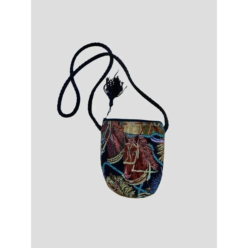 Vintage Dancing Cat Horse Tapestry Cross Body Bag